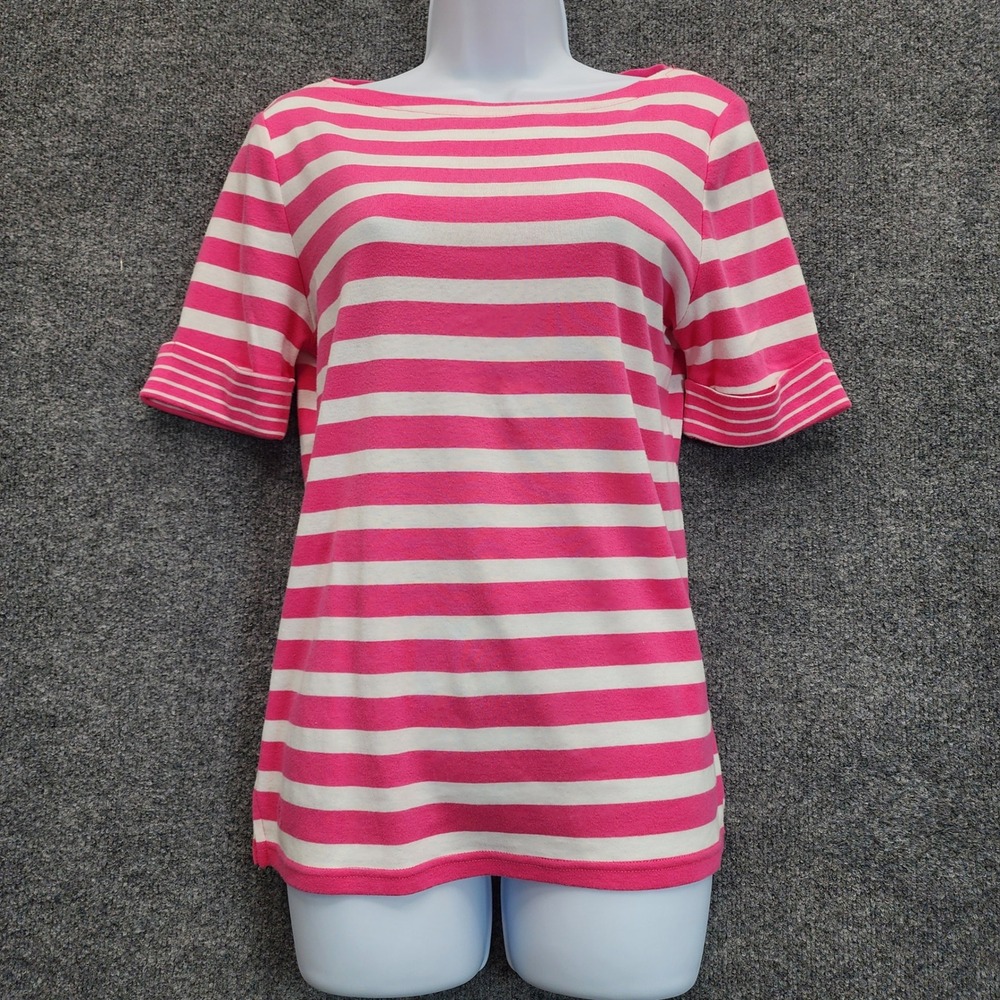 Lauren Ralph Lauren Petite Women's Breton Striped Boat Neck Cotton Top PM